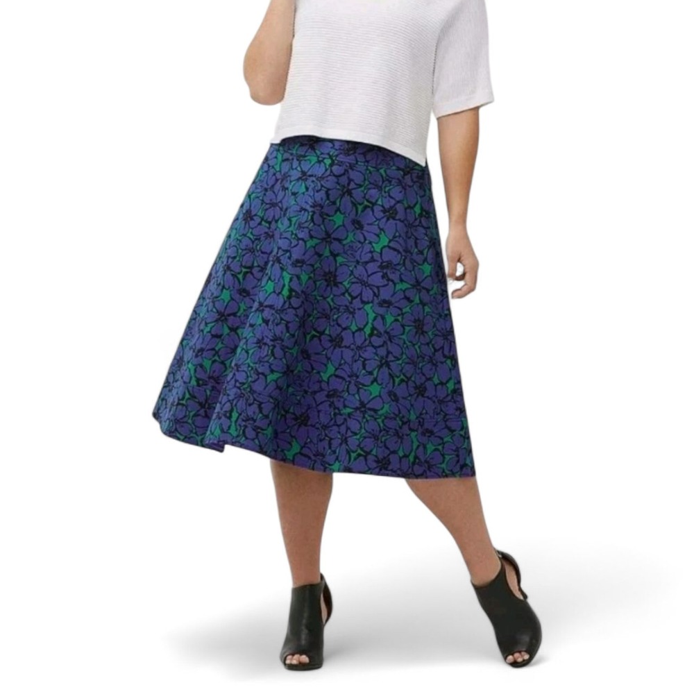The Modernist Collection Lane Bryant Floral Knee Flare Skirt Plus 18 Stretch New